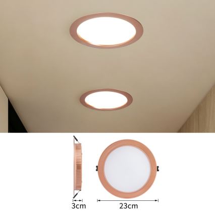 Immax NEO 07331L - dimbar LED infälld downlight, 36W/230V, Wi‑Fi Tuya, Ø 23 cm, roséguld