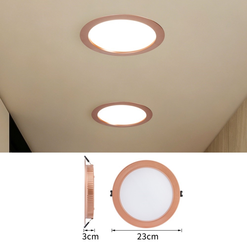 Immax NEO 07331L - dimbar LED infälld downlight, 36W/230V, Wi‑Fi Tuya, Ø 23 cm, roséguld