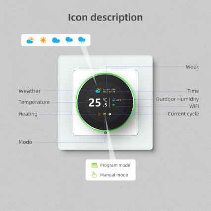 Immax NEO 07534L - Termostat för golvvärme SMART 230V/3A Wi-Fi Tuya