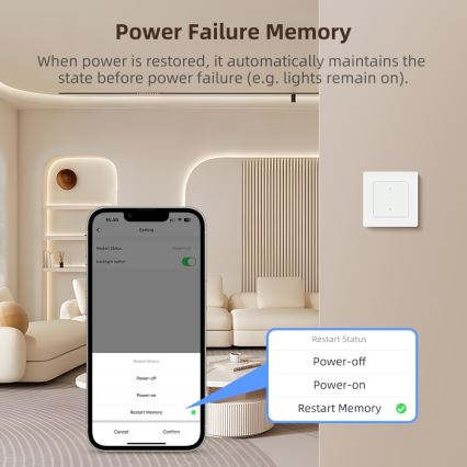 Immax NEO 07549L - SMART 1-knapps strömbrytare 230V