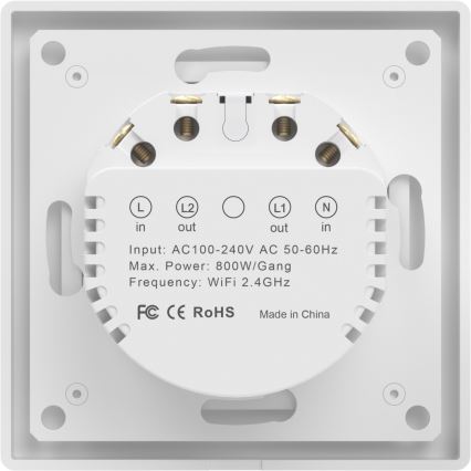 Immax NEO 07550L - Smart tvåknappsströmbrytare 230 V Tuya