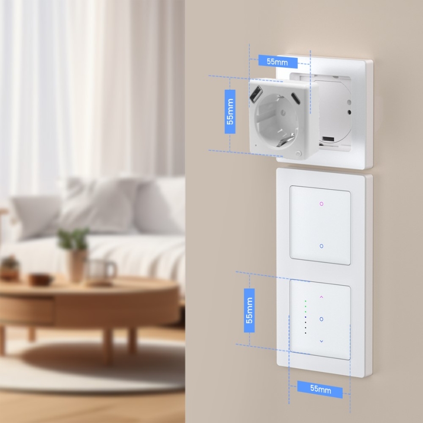 Immax NEO 07552L - Smart vägguttag Typ F 16A/230V + 1xUSB-A+1xUSB C PD 20W