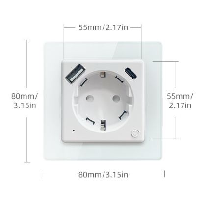 Immax NEO 07552L - Smart vägguttag Typ F 16A/230V + 1xUSB-A+1xUSB C PD 20W