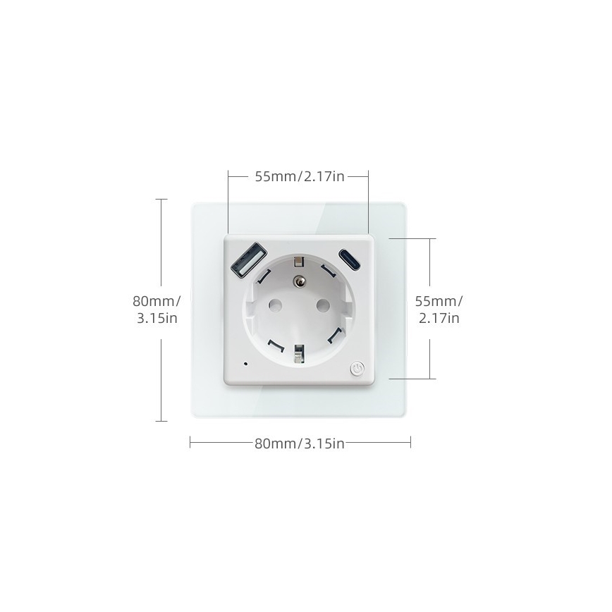 Immax NEO 07553L - Smart uttag E 16A/230V + 1xUSB-A+1xUSB C PD 20W