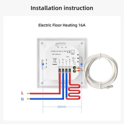 Immax NEO 07555L - SMART-termostat för elektrisk golvvärme 230 V/16 A