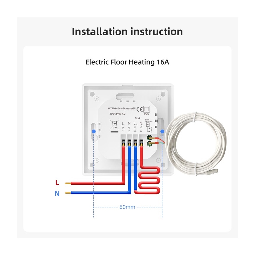 Immax NEO 07555L - SMART-termostat för elektrisk golvvärme 230 V/16 A