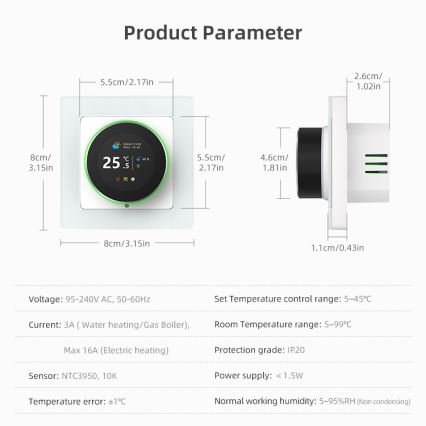 Immax NEO 07555L - Smart termostat för elektrisk golvvärme 230V/16A Tuya