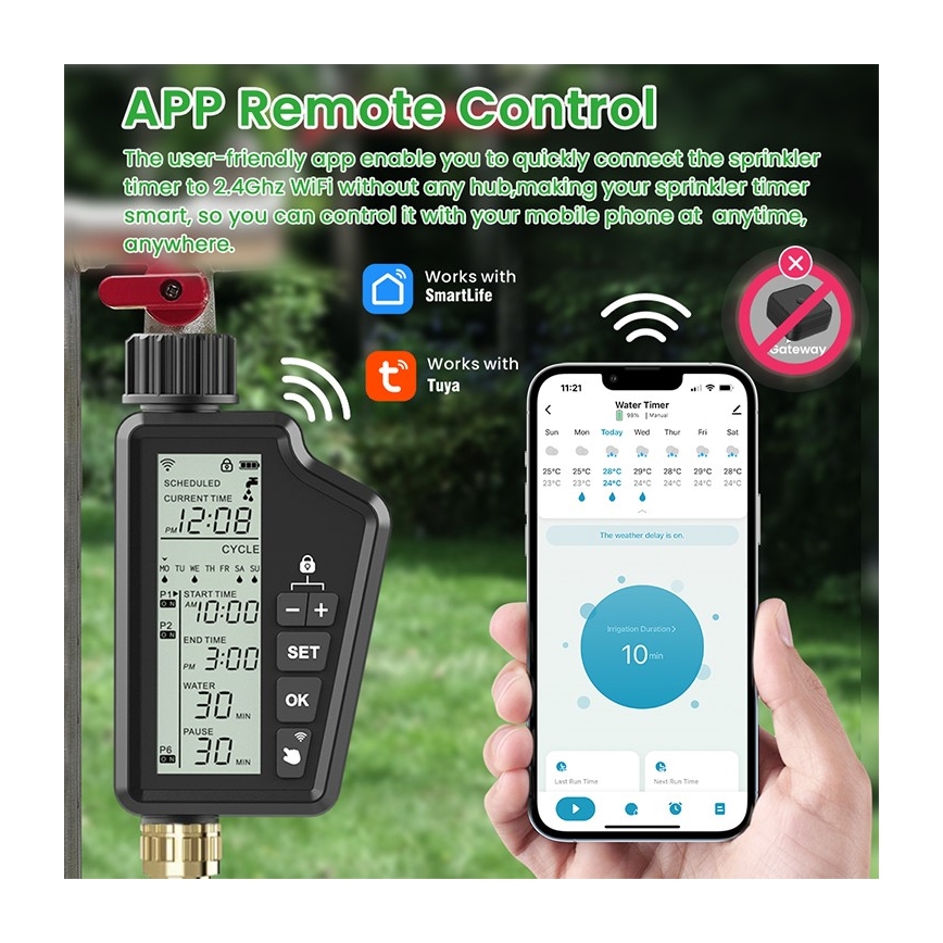 Immax NEO 07556L - Bevattningsventil 4xAA IP65 Wi-Fi Tuya