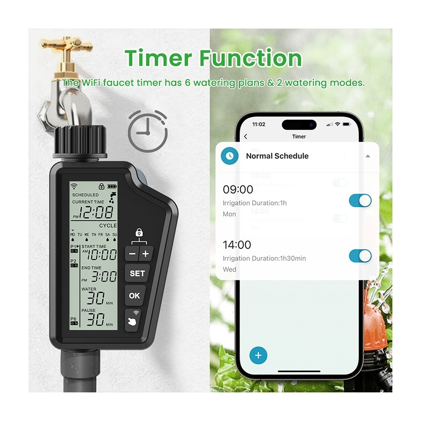 Immax NEO 07556L - Bevattningsventil 4xAA IP65 Wi-Fi Tuya