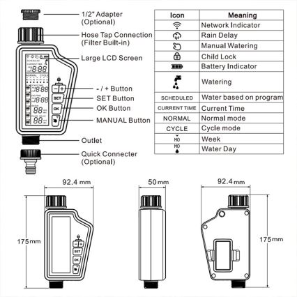 Immax NEO 07556L - Bevattningsventil 4xAA IP65 Wi-Fi Tuya