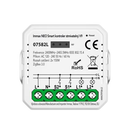Immax Neo 07582L - Smart dimbar kontroller V9 2-knapp Tuya