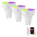 Immax NEO 07724CDO - 3-pack dimbara LED RGB+CCT-lampor GU10/4,8W/230V 2700–6500K Wi-Fi Tuya + fjärrkontroll