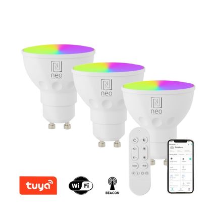 Immax NEO 07724CDO - 3-pack dimbara LED RGB+CCT-lampor GU10/4,8W/230V 2700–6500K Wi-Fi Tuya + fjärrkontroll