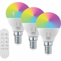 Immax NEO 07745CDO - 3-pack LED-lampa RGB+CCT, dimbar, E14, 6 W, 230 V, Tuya Wi‑Fi + fjärrkontroll