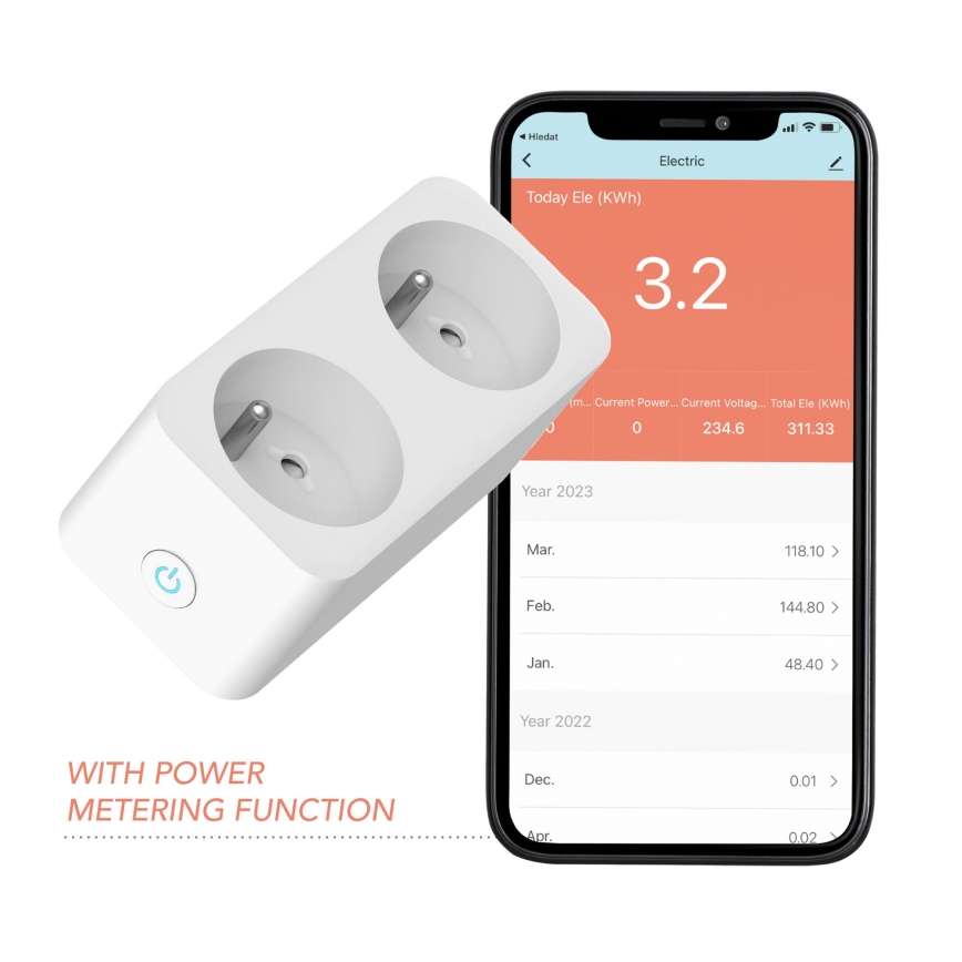 Immax NEO 07751L - Smart kontakt splitter NEO LITE 2x16A/230V Wi-Fi Tuya