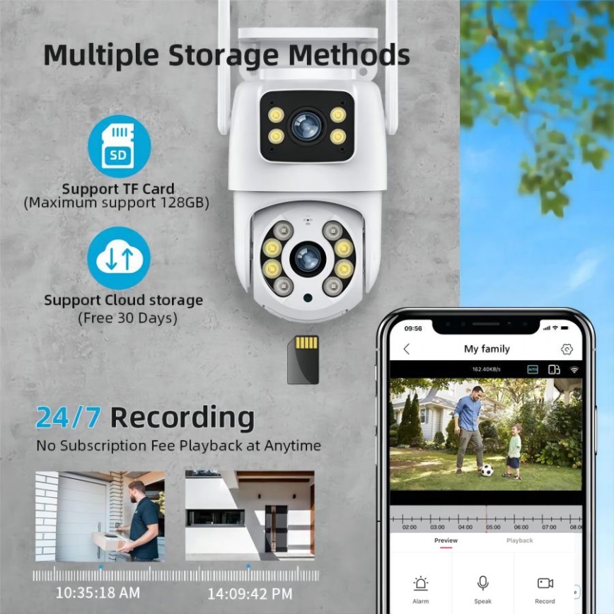 Immax NEO 07783L - Smart utomhuskamera med DOUBLE-sensor 355° P/T 2x2MP IP65 Wi-Fi Tuya
