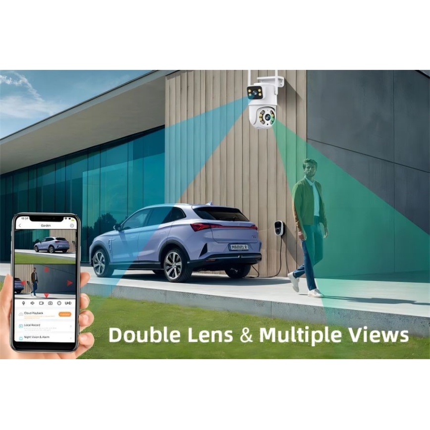 Immax NEO 07783L - Smart utomhuskamera med DOUBLE-sensor 355° P/T 2x2MP IP65 Wi-Fi Tuya