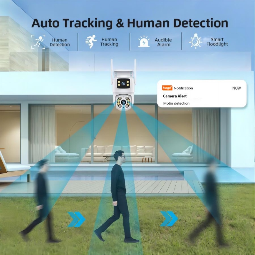 Immax NEO 07783L - Smart utomhuskamera med DOUBLE-sensor 355° P/T 2x2MP IP65 Wi-Fi Tuya