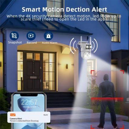 Immax NEO 07783L - Smart utomhuskamera med DOUBLE-sensor 355° P/T 2x2MP IP65 Wi-Fi Tuya