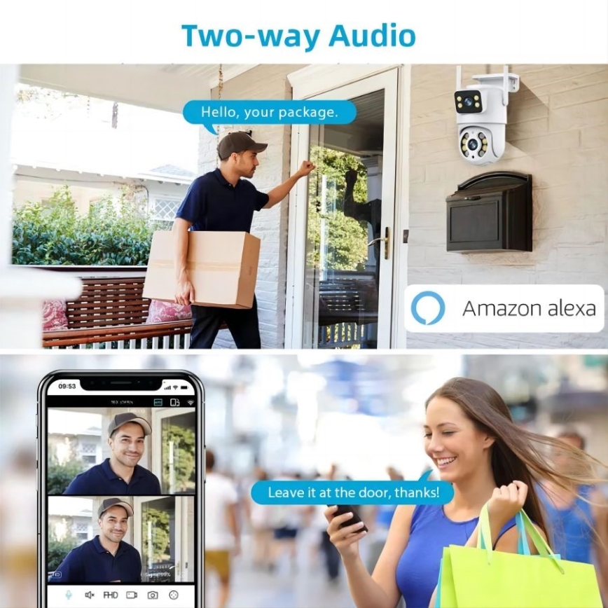 Immax NEO 07783L - Smart utomhuskamera med DOUBLE-sensor 355° P/T 2x2MP IP65 Wi-Fi Tuya