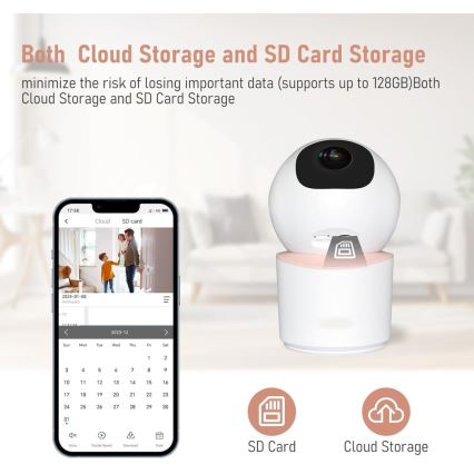 Immax NEO 07789L - Smart kamera med sensor 355° 50° P/T 4MP Wi-Fi Tuya rosa