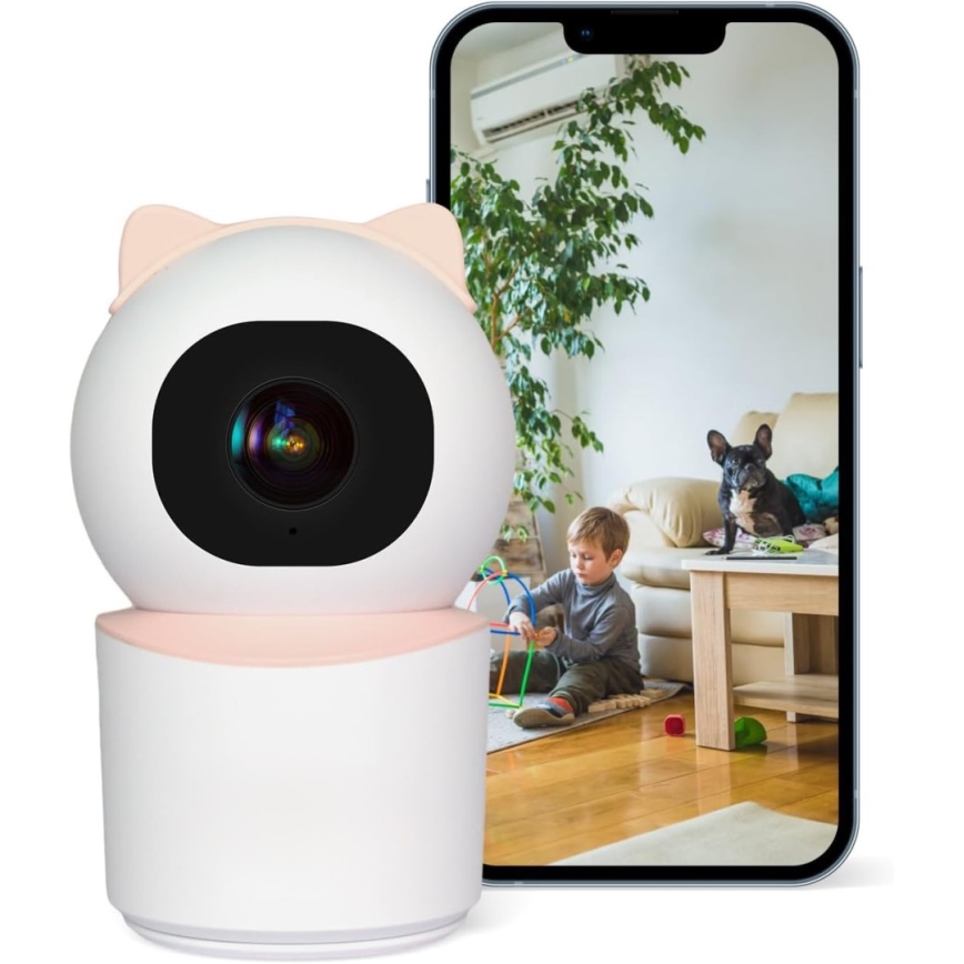 Immax NEO 07789L - Smart kamera med sensor 355° 50° P/T 4MP Wi-Fi Tuya rosa