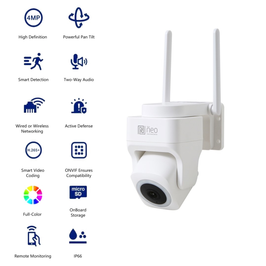 Immax NEO 07793L - Smart utomhuskamera med CUBE-sensor 4MP 5V IP65 Wi-Fi Tuya
