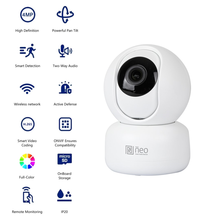 Immax NEO 07795L - Smart inomhus kamera med sensor 4MP 5V Wi-Fi Tuya
