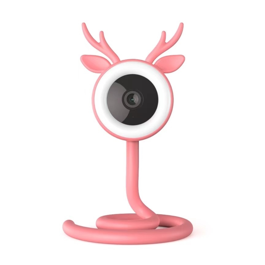 Immax NEO 07798L - Smarta uppladdningsbar barnmonitor 5V Wi-Fi Tuya rosa