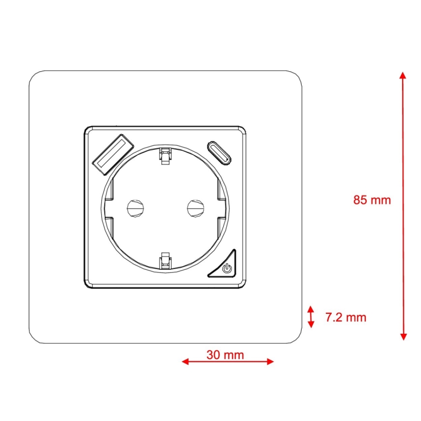 Immax NEO 07800L - Smart kontakt 16A/230V + 1xUSB-A+1xUSB C Tuya