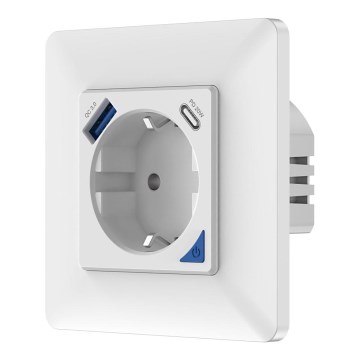 Immax NEO 07801L - Smart uttag 16A/230V + 1xUSB-A + 1xUSB-C Tuya SCHUKO