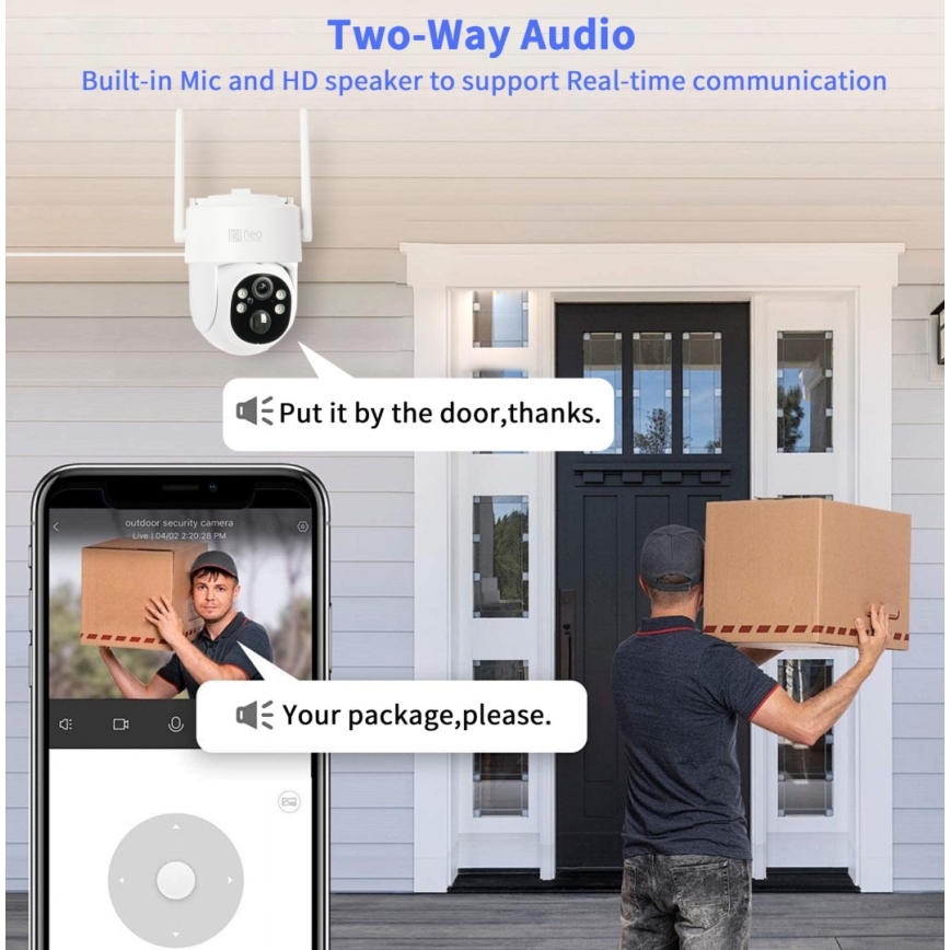 Immax NEO 07804L - Smart utomhuskamera med solpanel och sensor, 9000 mAh, Wi-Fi, Tuya, IP65