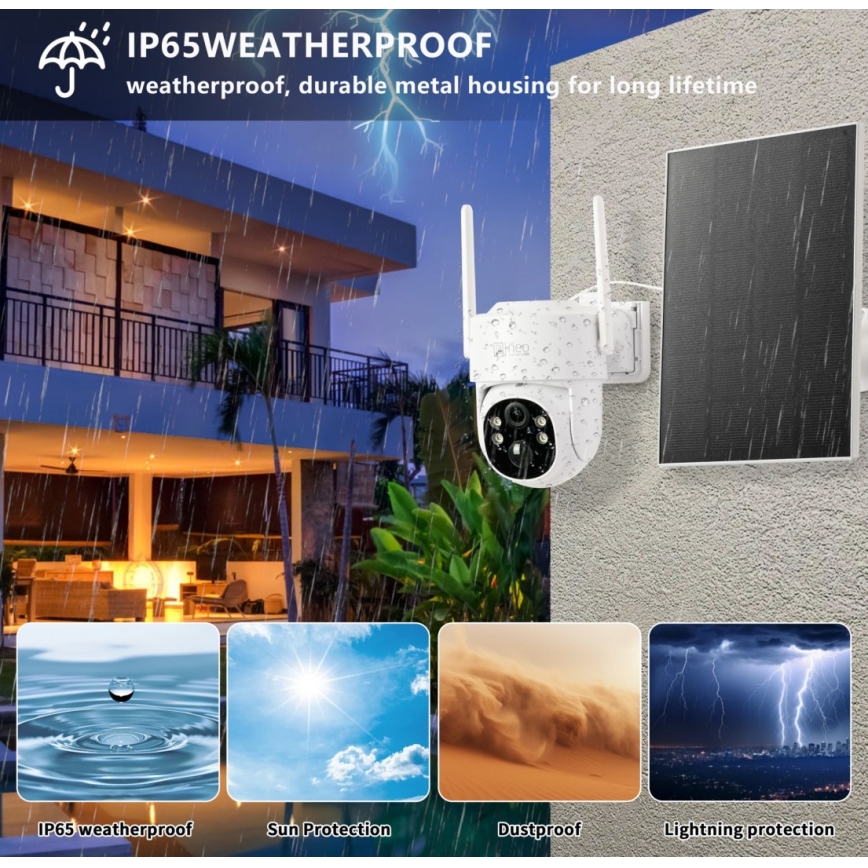 Immax NEO 07804L - Smart solcellsdriven utomhuskamera med sensor, 9000 mAh, IP65
