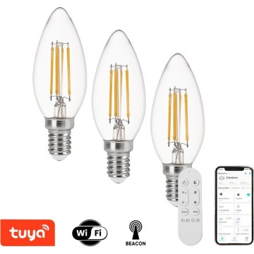 Immax NEO 07807CDO - Set med 3 dimbara LED CCT-lampor E14/4W/230V Wi-Fi + fjärrkontroll