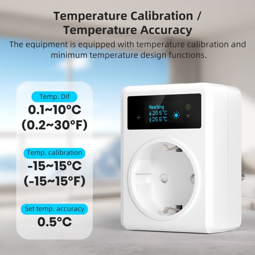 Immax NEO 07811L - Smart vägguttag med termometer F 3680W Tuya Wi‑Fi