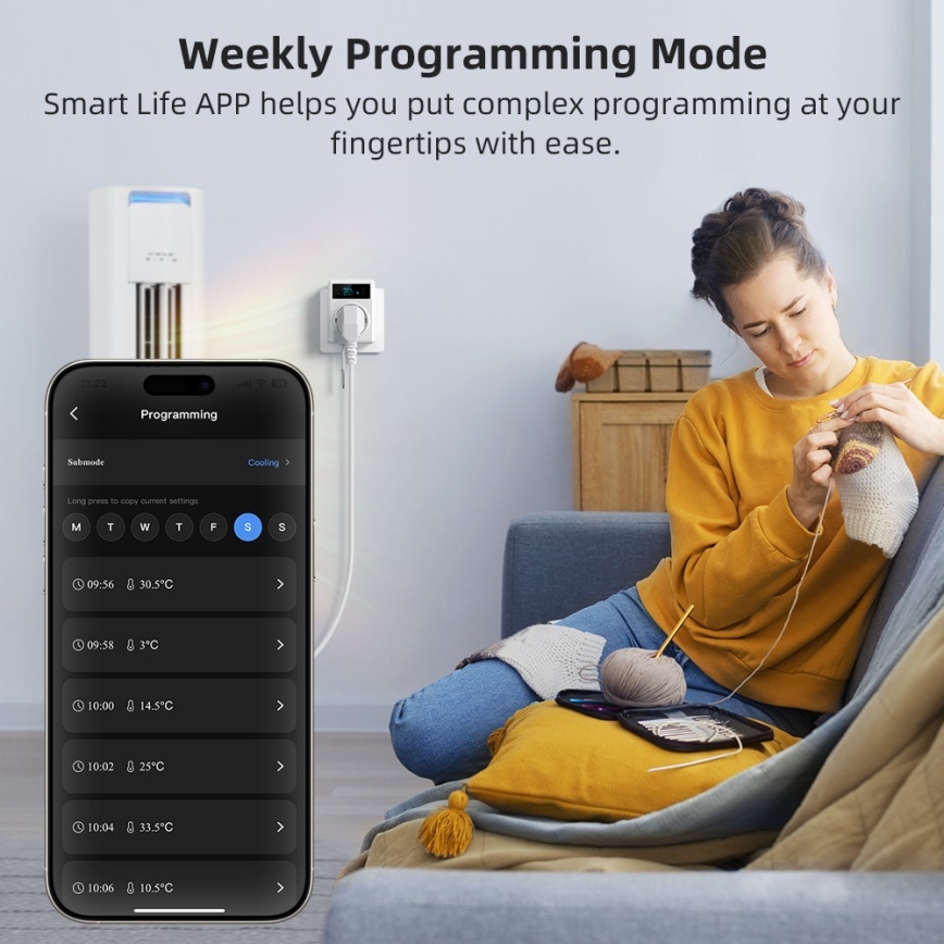 Immax NEO 07811L - Smart vägguttag med termometer F 3680W Tuya Wi‑Fi