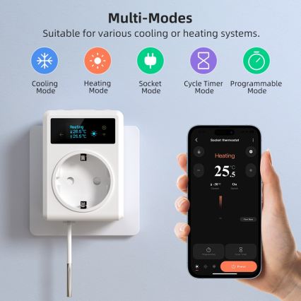 Immax NEO 07811L - Smart vägguttag med termometer F 3680W Tuya Wi‑Fi
