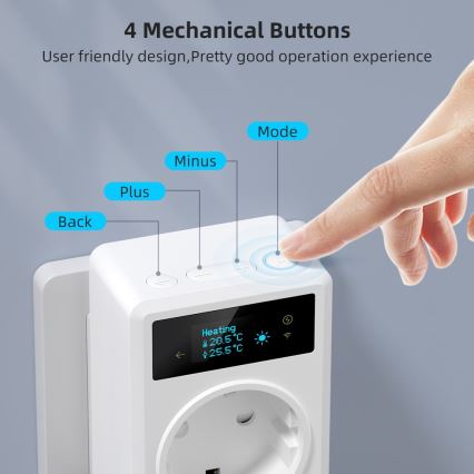 Immax NEO 07811L - Smart vägguttag med termometer F 3680W Tuya Wi‑Fi