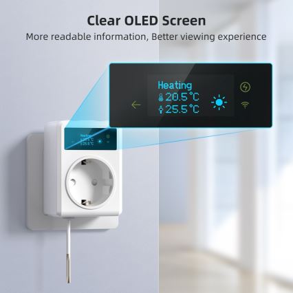 Immax NEO 07811L - Smart vägguttag med termometer F 3680W Tuya Wi‑Fi