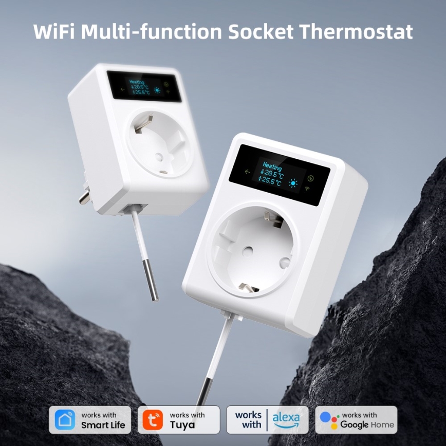Immax NEO 07811L - Smart vägguttag med termometer F 3680W Tuya Wi‑Fi
