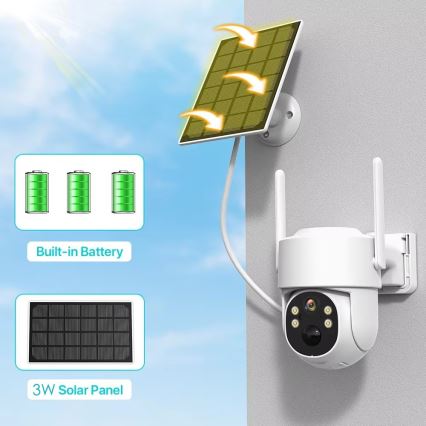 Immax NEO 07820L - Smart utomhussolcellskamera med inbyggd sensor, 6000 mAh-batteri, IP65