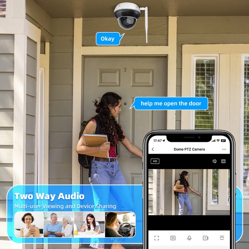 Immax NEO 07825L - Smart utomhuskamera med DOME-sensor, 5 MP, 230 V, IP66, Tuya-kompatibel Wi‑Fi