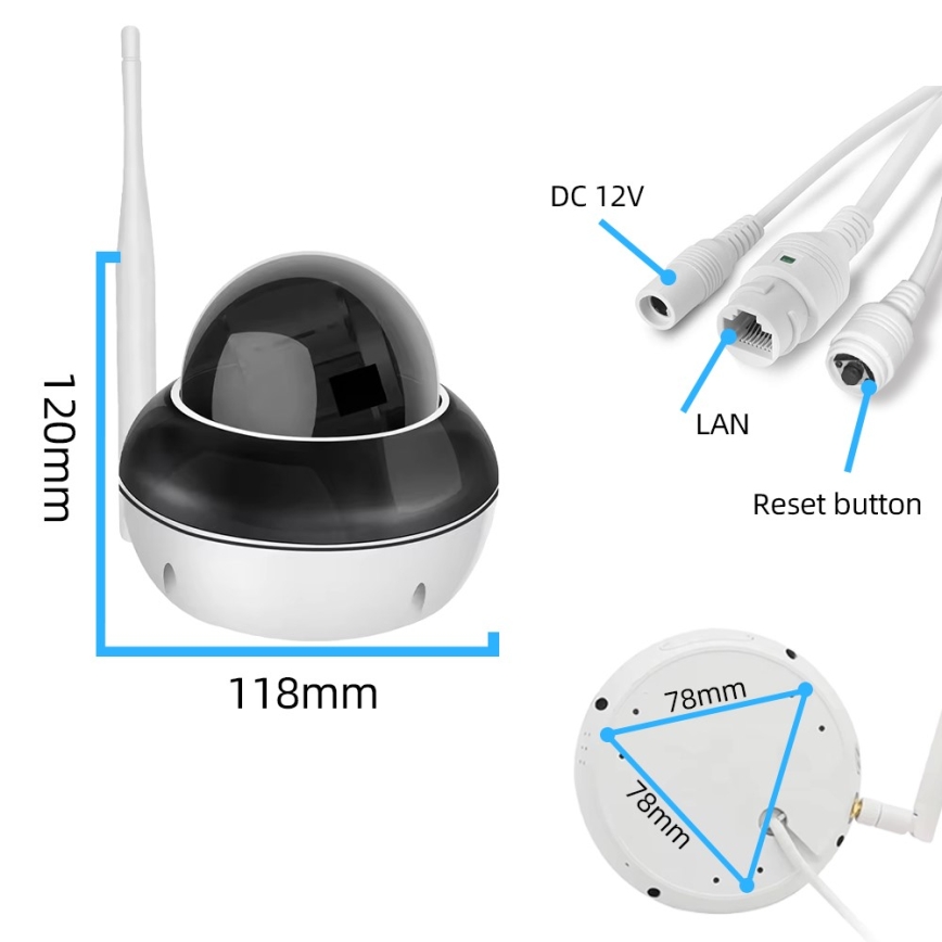 Immax NEO 07825L - Smart utomhuskamera med DOME-sensor, 5 MP, 230 V, IP66, Tuya-kompatibel Wi‑Fi