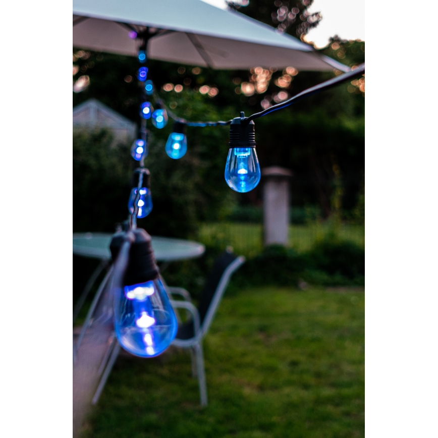 LED RGB+CCT Ljusreglerad utomhus kedja KRANS 15xLED/1W/230V 15m Wi-Fi Tuya IP65 + fjärrkontroll