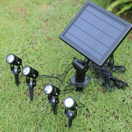 Immax NEO 07903L - LED RGB Dimbart solcellslampa REFLECTORES 4xLED/1W/5,5V IP65 Tuya