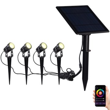 Immax NEO 07903L - LED RGB Dimbart solcellslampa REFLECTORES 4xLED/1W/5,5V IP65 Tuya