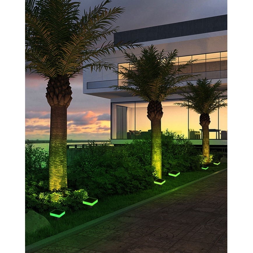 Immax NEO 07911L - LED RGB Dimbart solcellslampa med sensor NEO LITE LED/1W/5V fyrkantig IP54 Tuya 1300 mAh