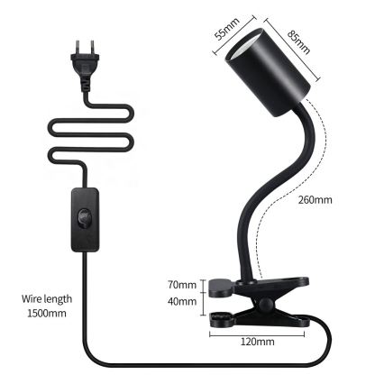 Immax NEO 08293L - Flexibel lampa med klämma PUNTO 1xGU10/9W/230V svart