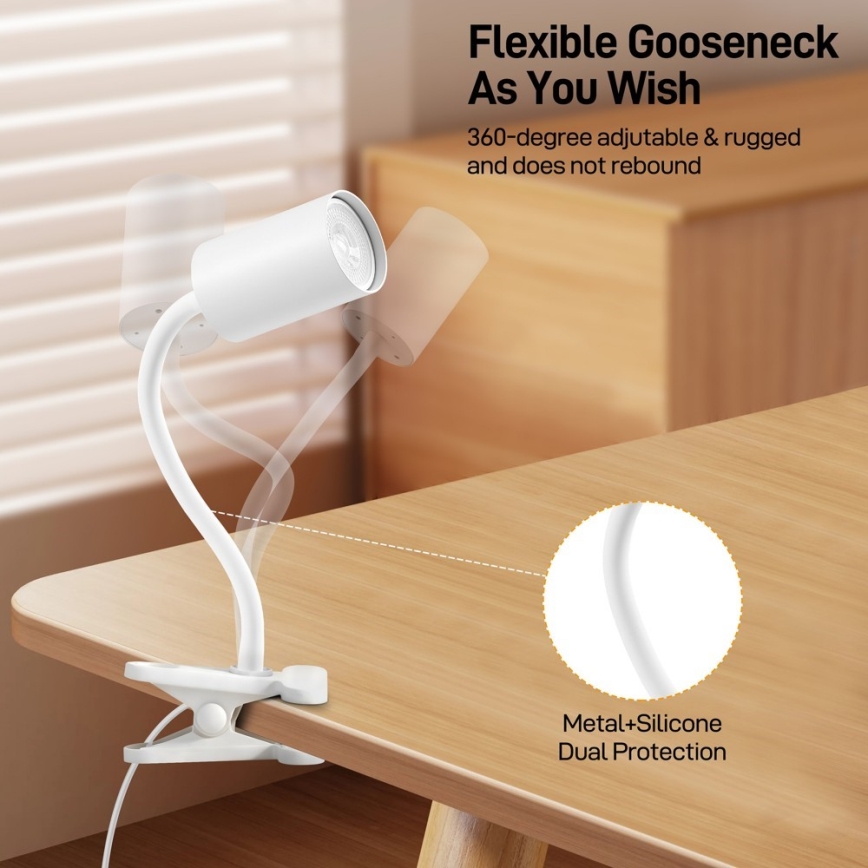 Immax NEO 08294L - Flexibel klämlampa PUNTO 1xGU10/9W/230V vit