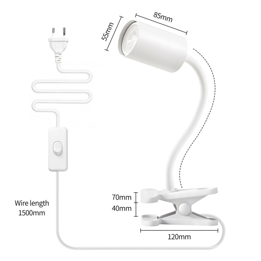 Immax NEO 08294L - Flexibel klämlampa PUNTO 1xGU10/9W/230V vit